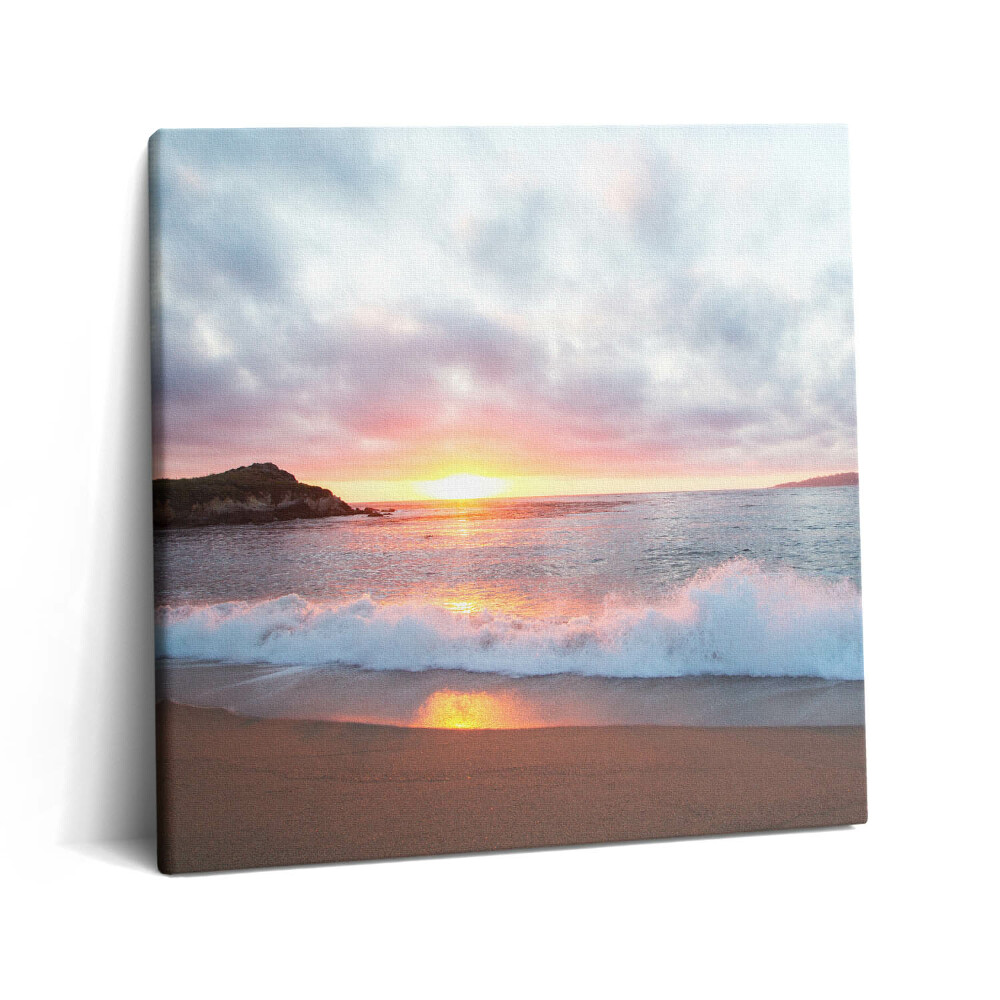 Tablou pe pânză canvas 60x60 Plaja la mare și apusul soarelui