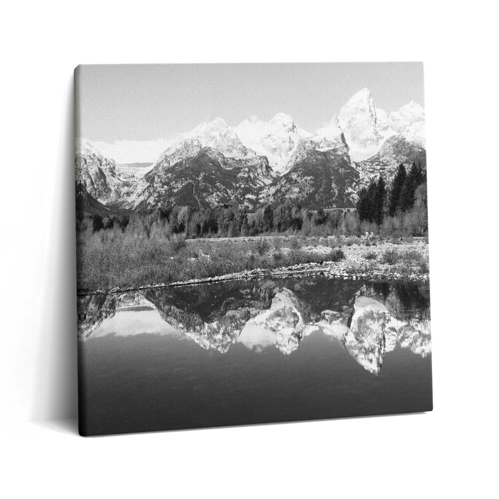 Tablou pe pânză canvas 60x60 Peisaj montan alb-negru