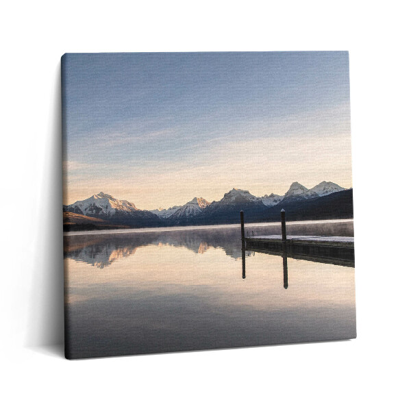 Tablou pe pânză canvas 60x60 Lac și dig de munte