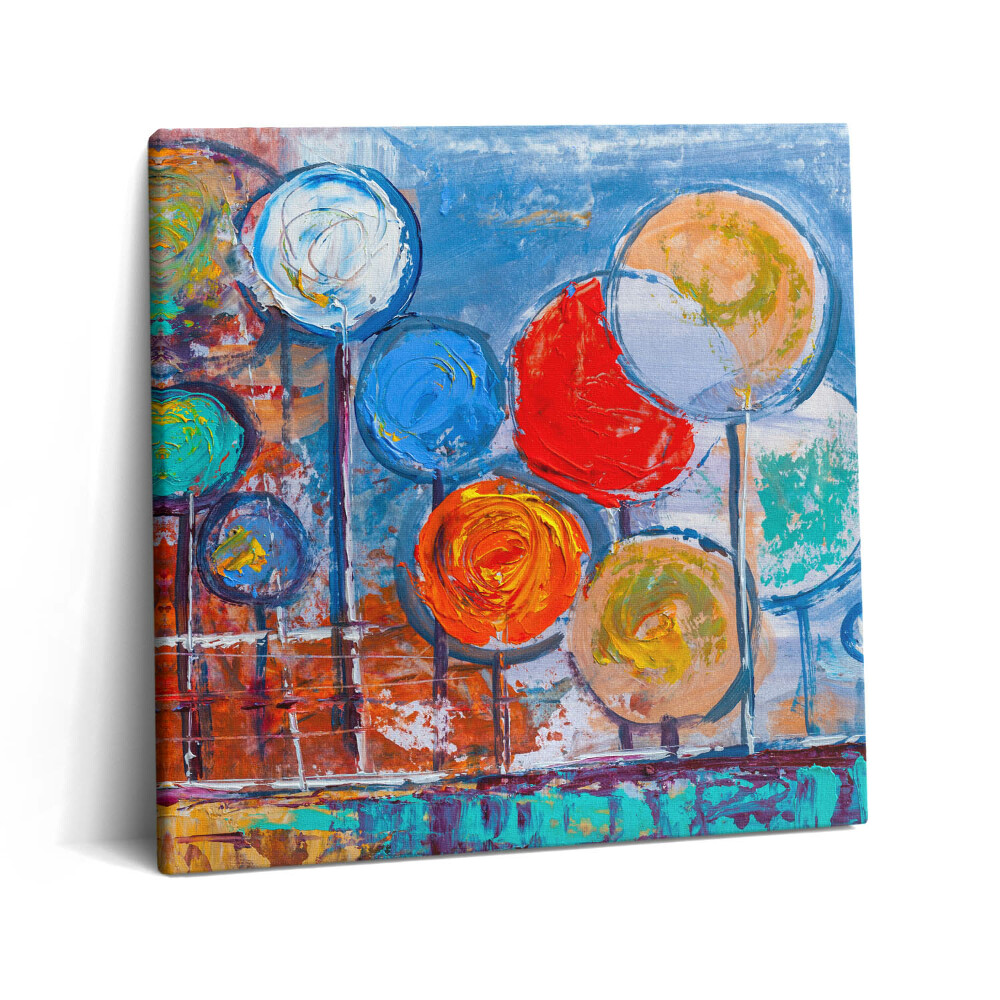 Tablou pe pânză canvas 60x60 Abstracție - cercuri colorate pictate