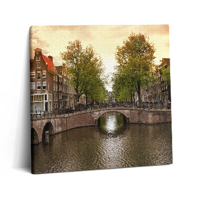 Tablou pe pânză canvas 60x60 Canalele din Amsterdam în oraș