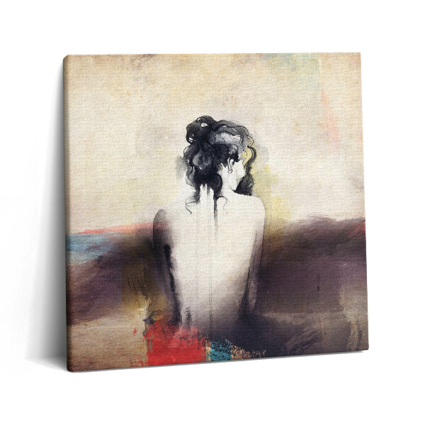 Tablou pe pânză canvas 60x60 Acuarelă abstractă - portret de femeie