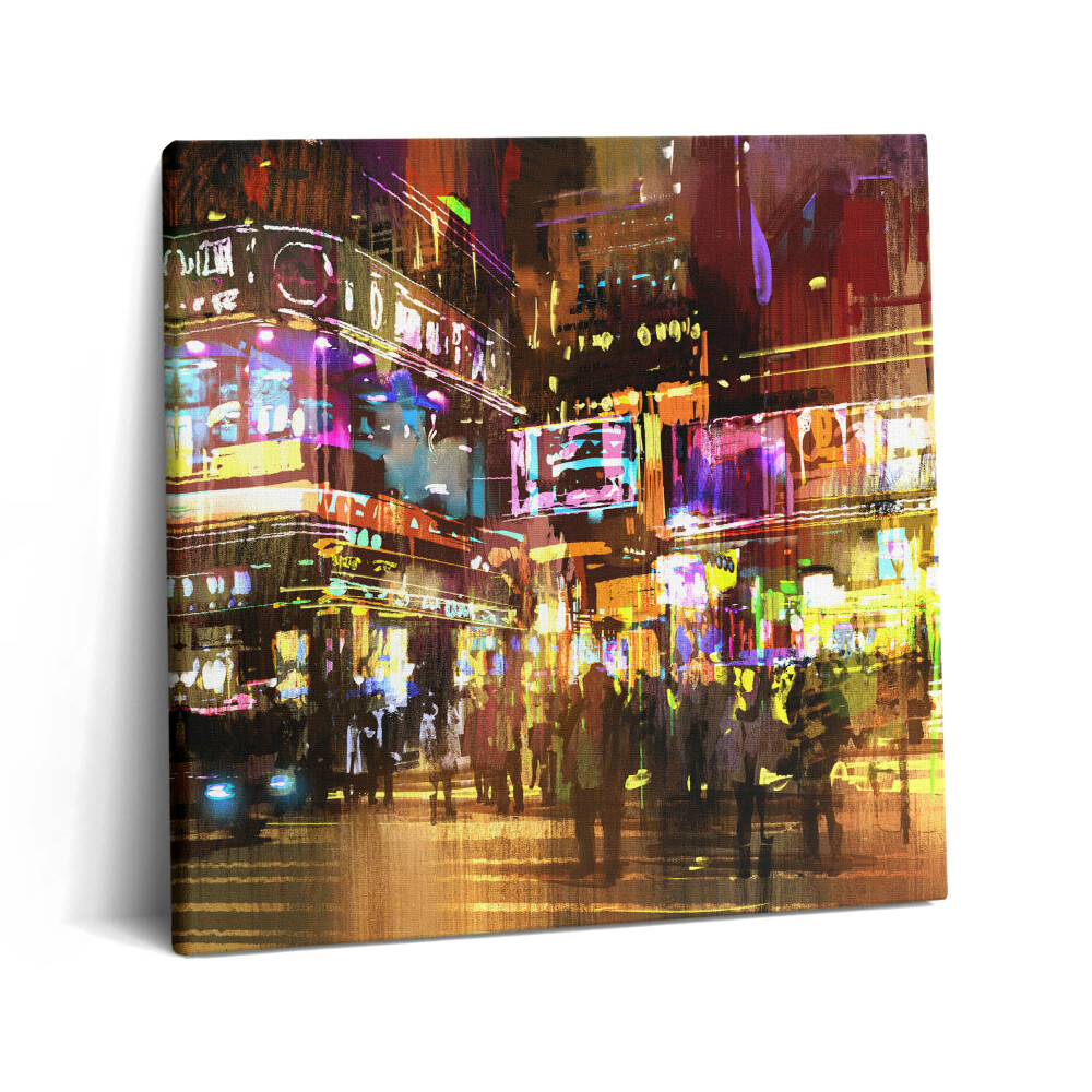 Tablou pe pânză canvas 60x60 Ilustrație a orașului nocturn - Străzi moderne