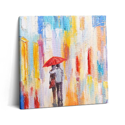 Tablou pe pânză canvas 60x60 Concept abstract al lumii - cuplu în ploaie