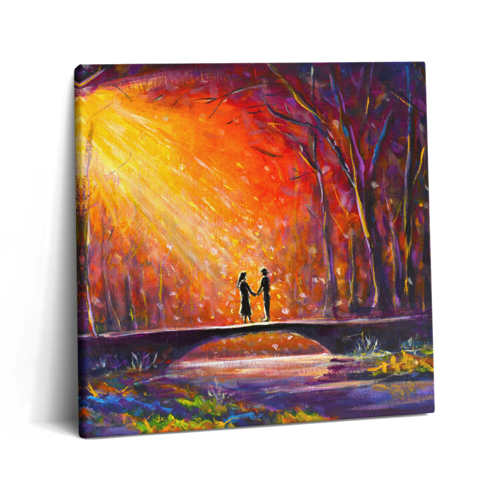 Tablou pe pânză canvas 60x60 Un cuplu îndrăgostit pictat cu acuarele