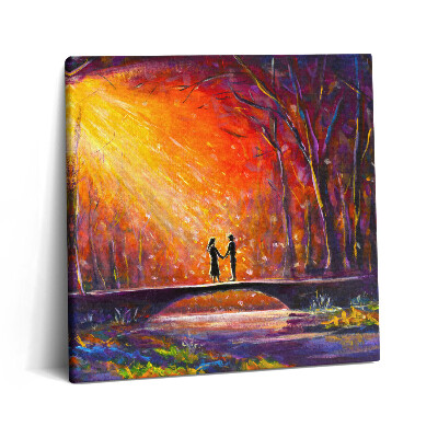 Tablou pe pânză canvas 60x60 Un cuplu îndrăgostit pictat cu acuarele