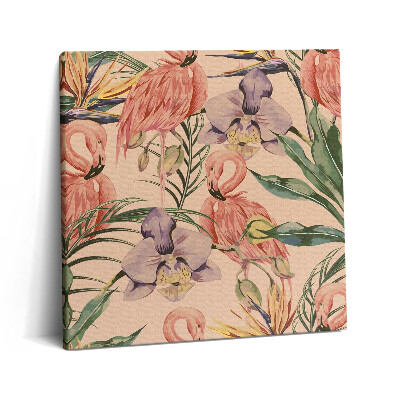 Tablou pe pânză canvas 60x60 Flori tropicale în stil boho