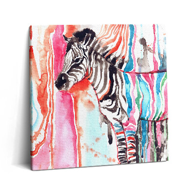 Tablou pe pânză canvas 60x60 Ilustrație animală zebră colorată