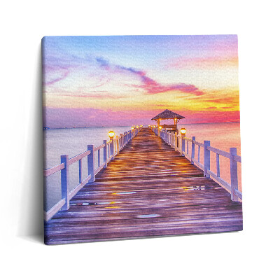 Tablou pe pânză canvas 60x60 Podul împădurit din port