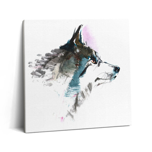 Tablou pe pânză canvas 60x60 Profil de lup pictat