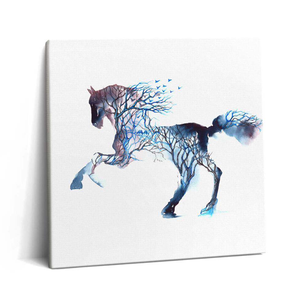 Tablou pe pânză canvas 60x60 Natură animală - Cal și copaci pictați