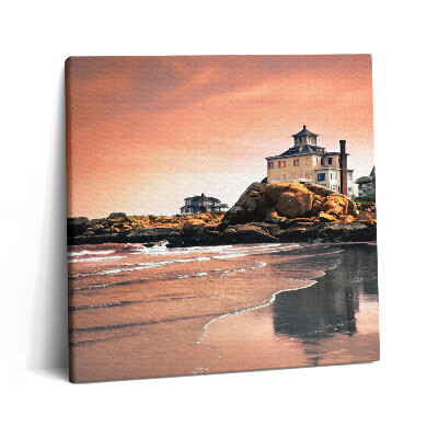 Tablou pe pânză canvas 60x60 Cabana lui Sherman de pe malul mării