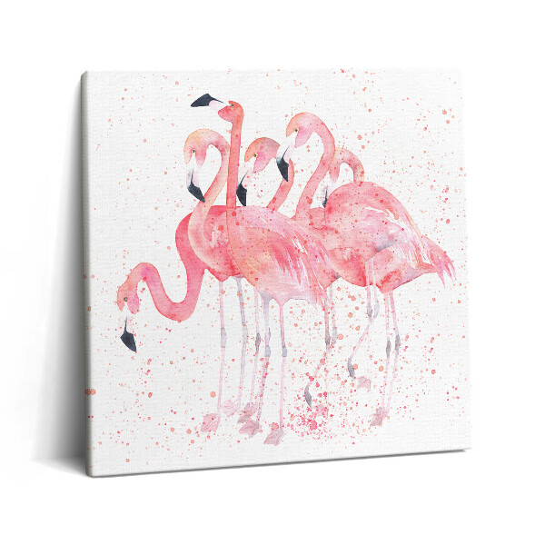Tablou pe pânză canvas 60x60 Câțiva flamingi pictați