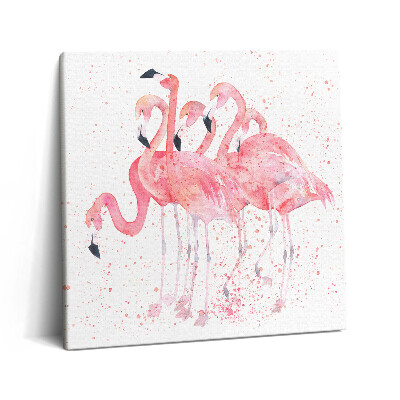 Tablou pe pânză canvas 60x60 Câțiva flamingi pictați
