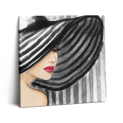 Tablou pe pânză canvas 60x60 Femeie cu pălărie