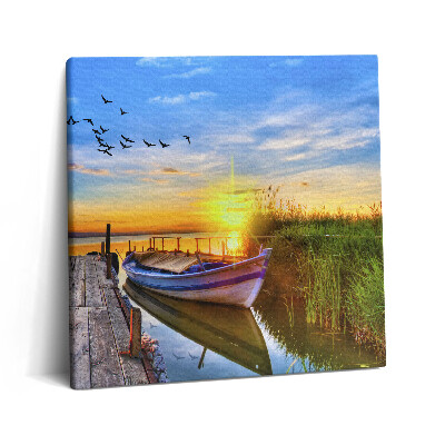 Tablou pe pânză canvas 60x60 Vedere a lacului și a apusului de soare