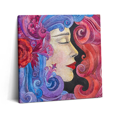 Tablou pe pânză canvas 60x60 Artă - femeie pictată