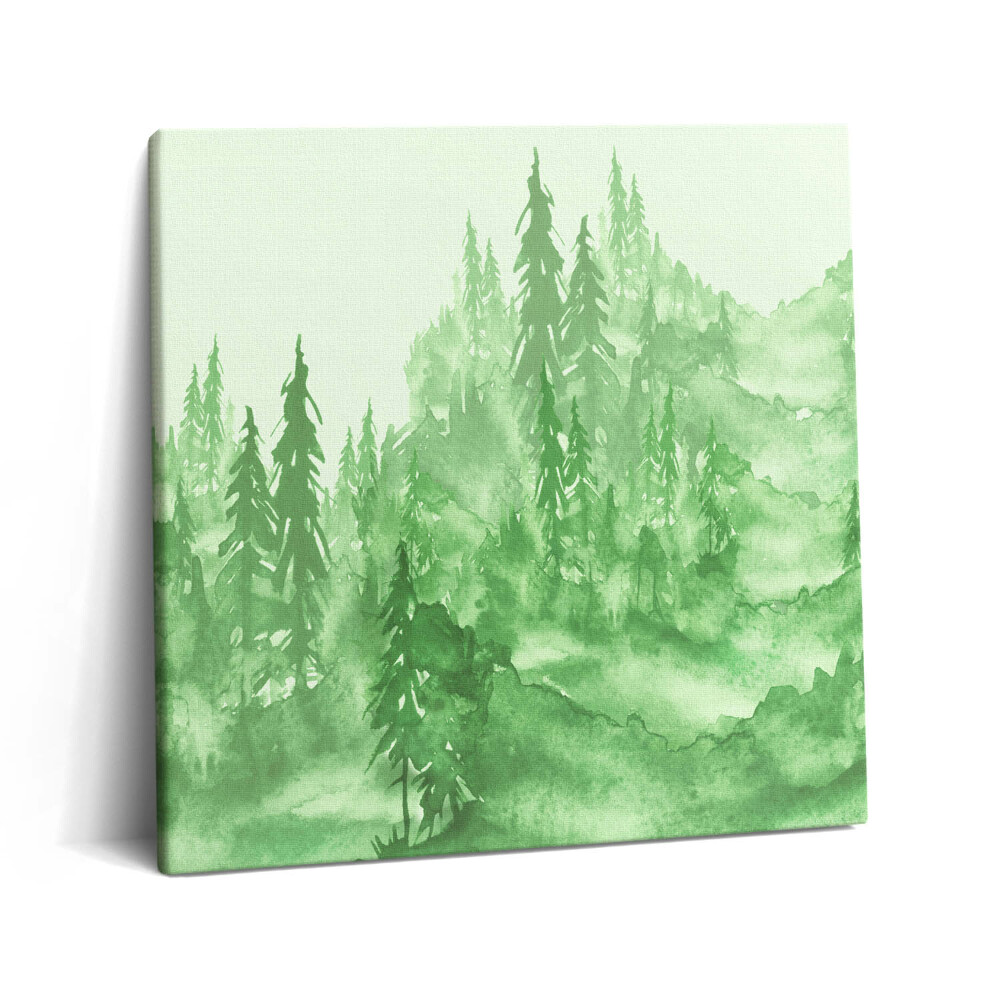 Tablou pe pânză canvas 60x60 Natura pictată cu pădure verde