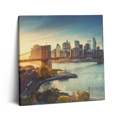 Tablou pe pânză canvas 60x60 Podul Brooklyn din Manhattan, New York