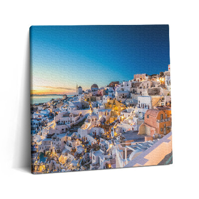 Tablou pe pânză canvas 60x60 Apus de soare în Santorini