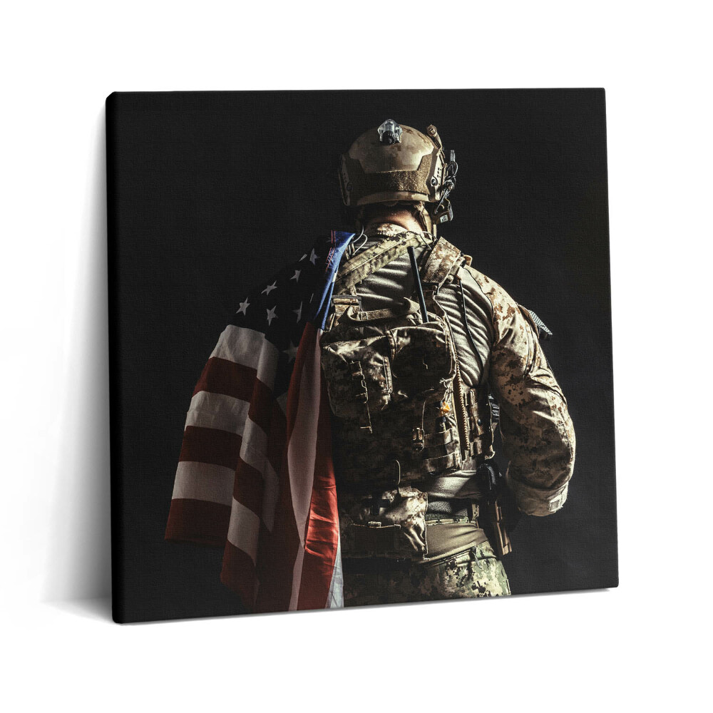 Tablou pe pânză canvas 60x60 Soldat cu un steag