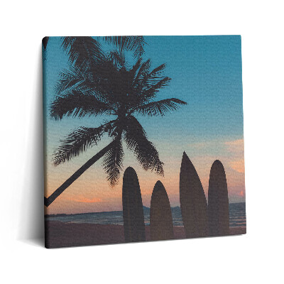 Tablou pe pânză canvas 60x60 Surfing pe o plajă tropicală