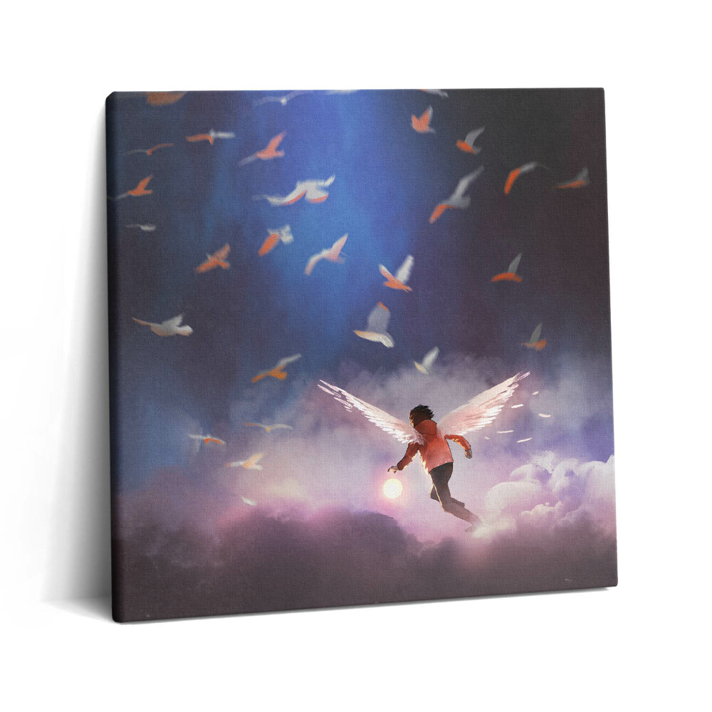 Tablou pe pânză canvas 60x60 Băiat cu aripi de înger