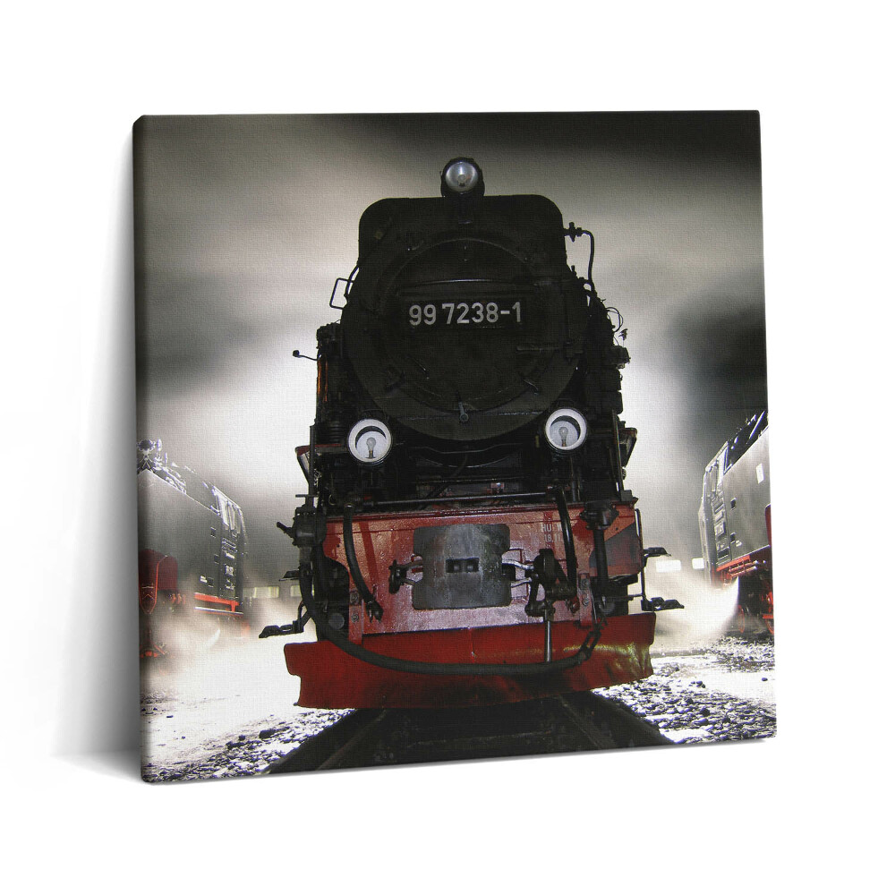 Tablou pe pânză canvas 60x60 Locomotive noaptea