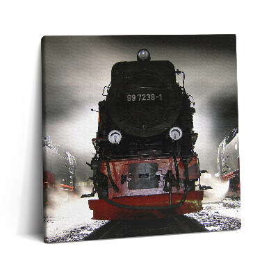 Tablou pe pânză canvas 60x60 Locomotive noaptea