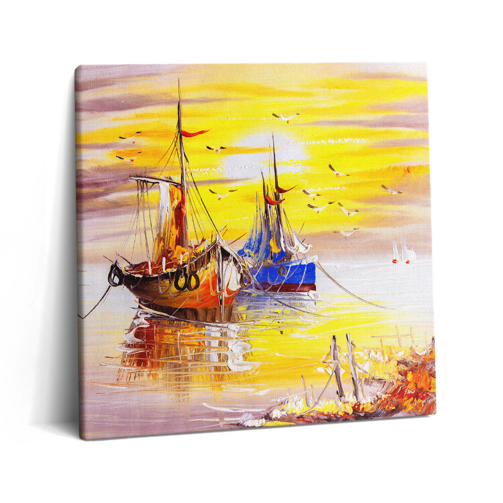 Tablou pe pânză canvas 60x60 Bărci pictate