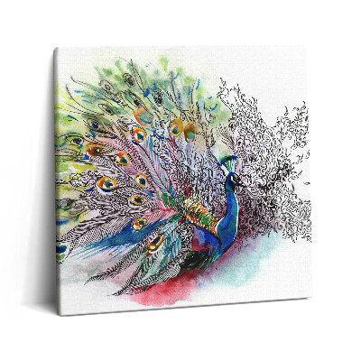 Tablou pe pânză canvas 60x60 Păun colorat