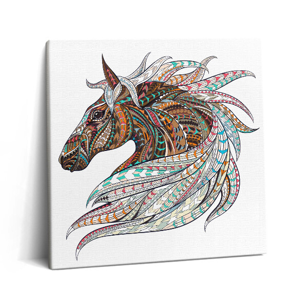 Tablou pe pânză canvas 60x60 Ilustrație de cal în stil indian