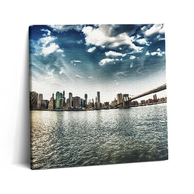 Tablou pe pânză canvas 60x60 Orașul și Podul Brooklyn
