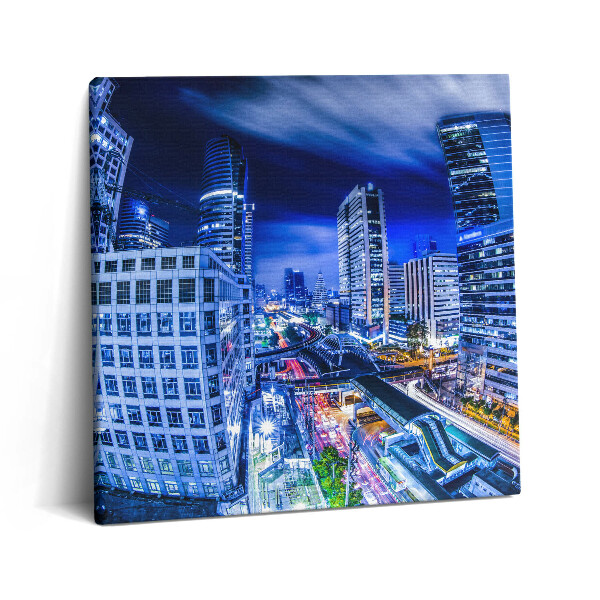 Tablou pe pânză canvas 60x60 Vedere nocturnă a orașului Bangkok