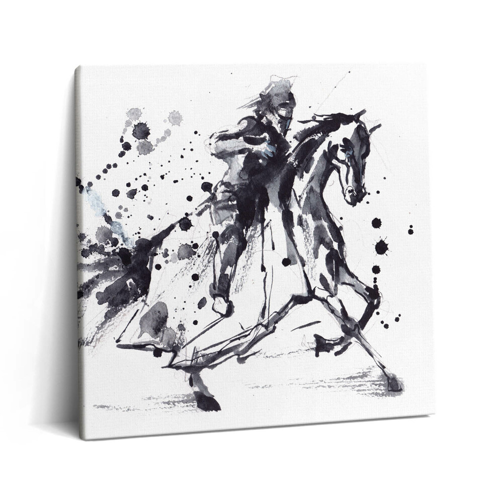 Tablou pe pânză canvas 60x60 Cavaler pe cal cu picături de cerneală