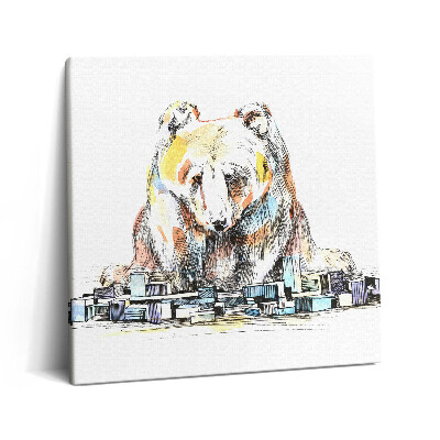 Tablou pe pânză canvas 60x60 Ursul și orașul abstract