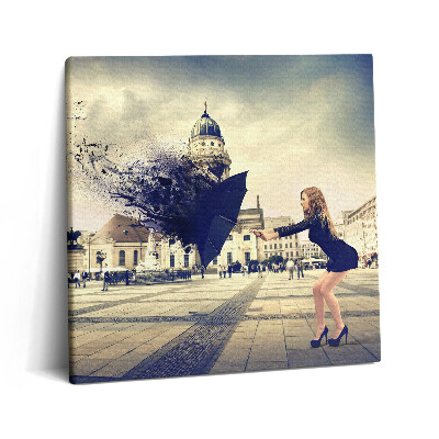 Tablou pe pânză canvas 60x60 Femeie cu o umbrelă