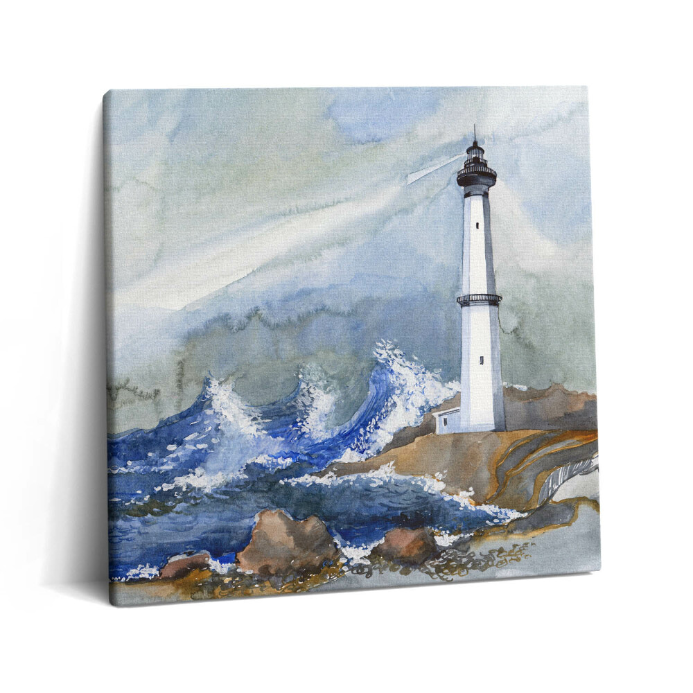 Tablou pe pânză canvas 60x60 Acuarelă mare și far