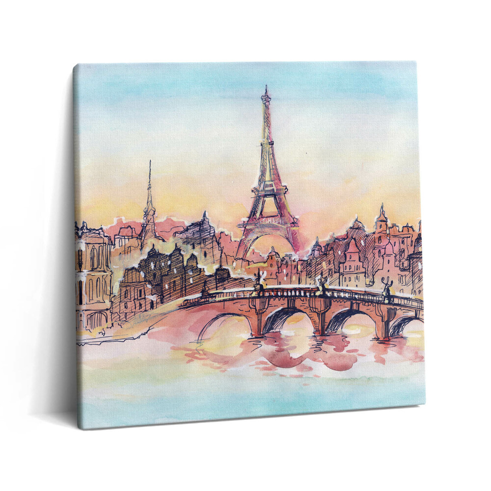 Tablou pe pânză canvas 60x60 Vedere pictată a Parisului