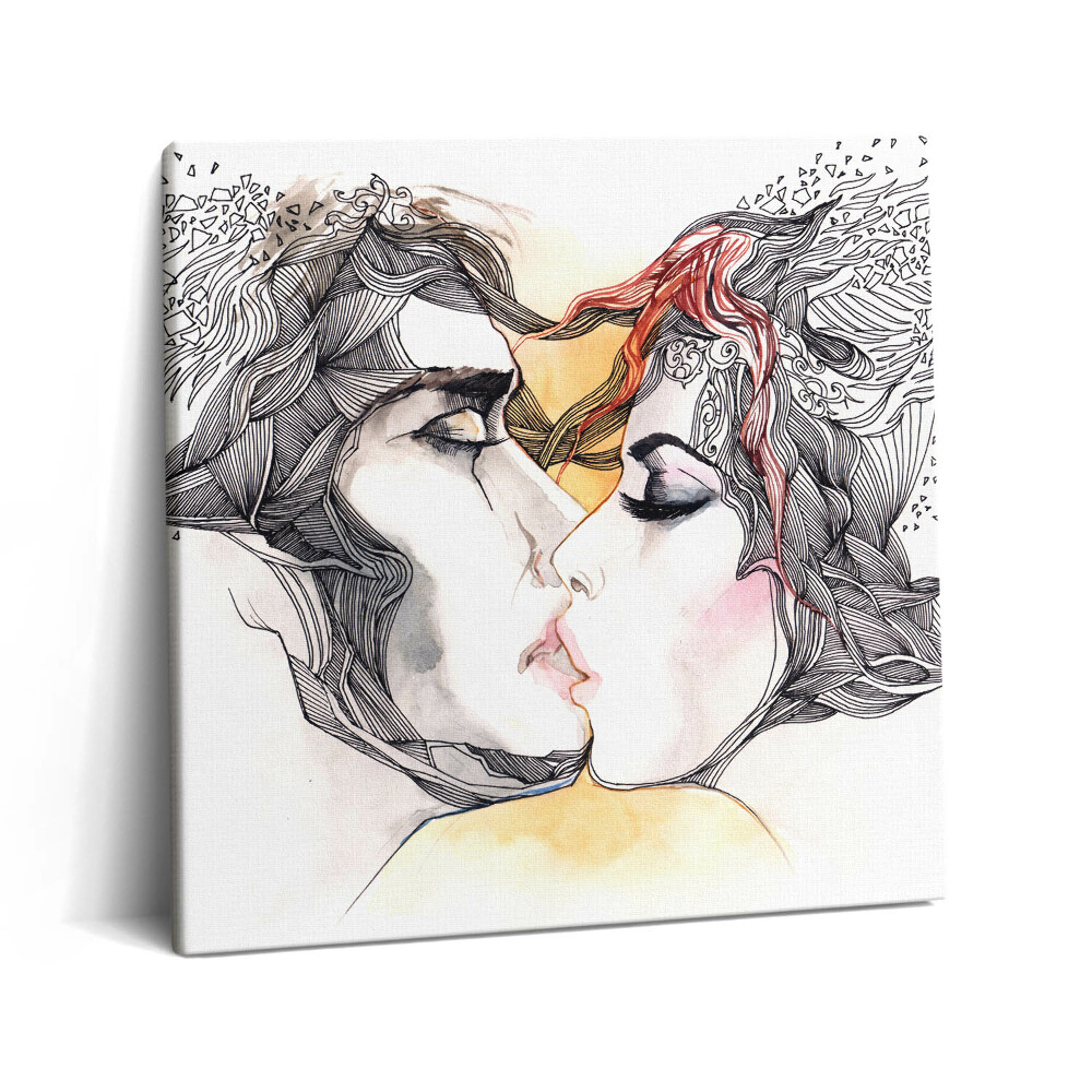 Tablou pe pânză canvas 60x60 Sărut de cuplu de dragoste abstractă