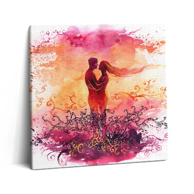 Tablou pe pânză canvas 60x60 Un cuplu îndrăgostit la apus