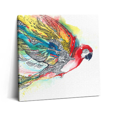 Tablou pe pânză canvas 60x60 Papagal colorat în acuarelă în zbor