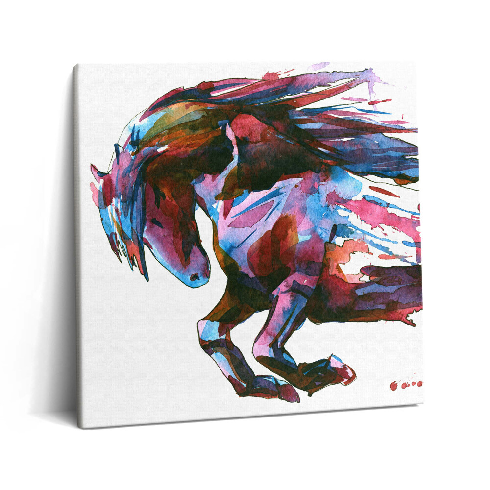 Tablou pe pânză canvas 60x60 Acuarelă Cap de cal lucrând