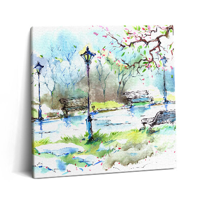 Tablou pe pânză canvas 60x60 Vedere pitorească a primăverii în parc