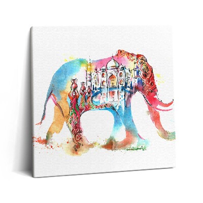 Tablou pe pânză canvas 60x60 Cultura indiană - Abstractizare elefant