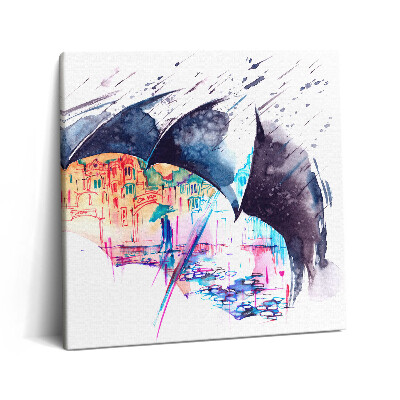 Tablou pe pânză canvas 60x60 Umbrelă de ploaie și oraș