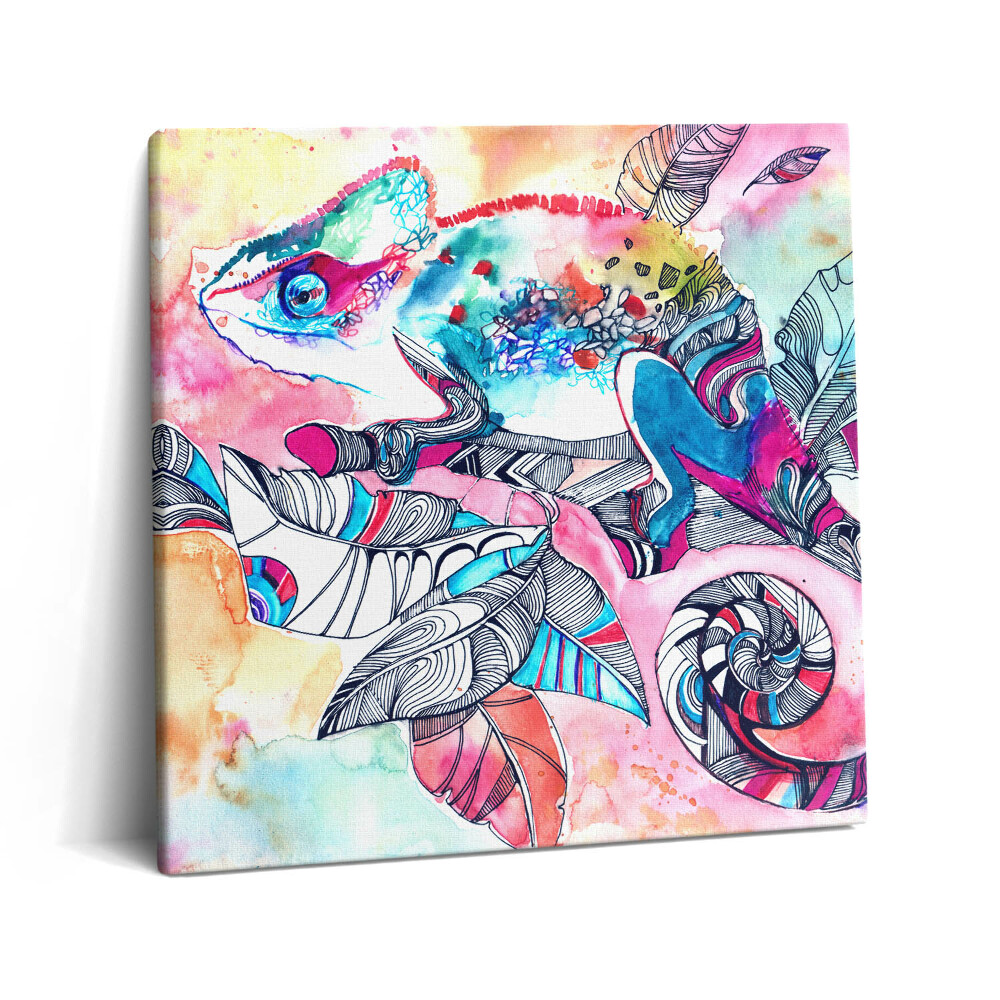 Tablou pe pânză canvas 60x60 Cameleon pe o ramură