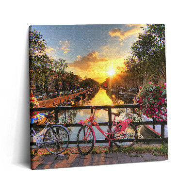 Tablou pe pânză canvas 60x60 Răsărit de soare peste Amsterdam