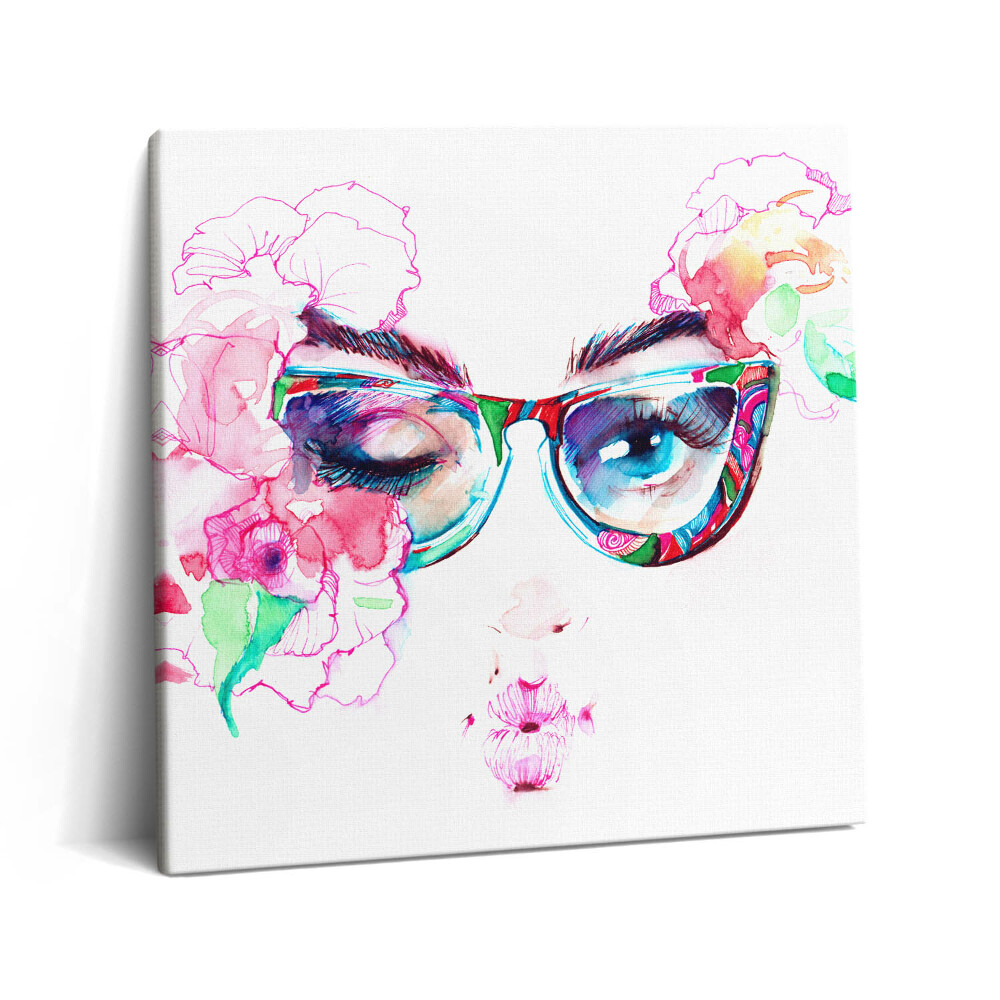 Tablou pe pânză canvas 60x60 Fața unei femei cu ochelari