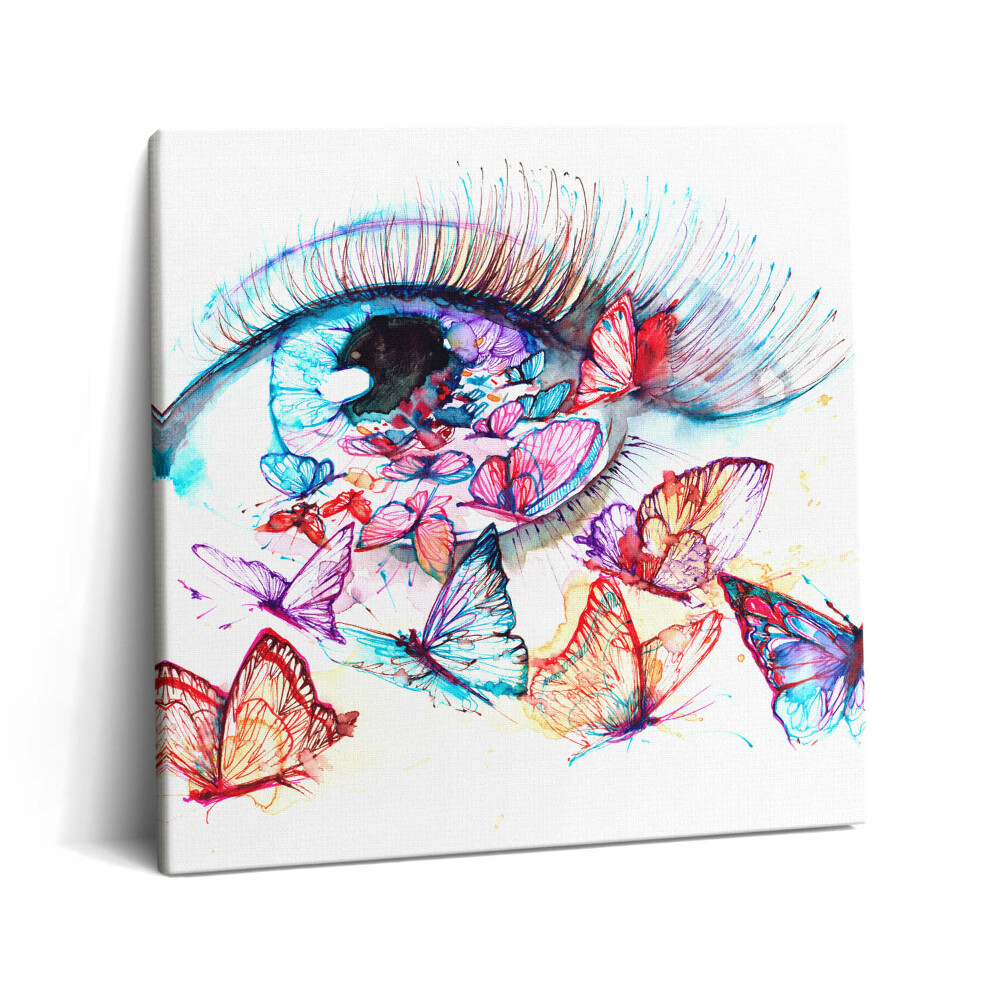 Tablou pe pânză canvas 60x60 Ochi și fluturi pictați color